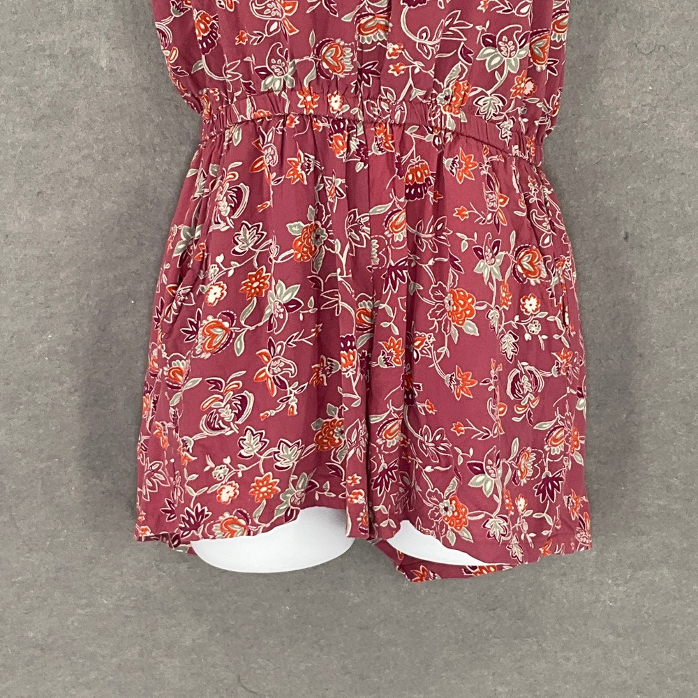Angie‎ Floral Halter Romper Sz M Maroon Orange Paisley Print Beach Festival - Picture 5 of 14